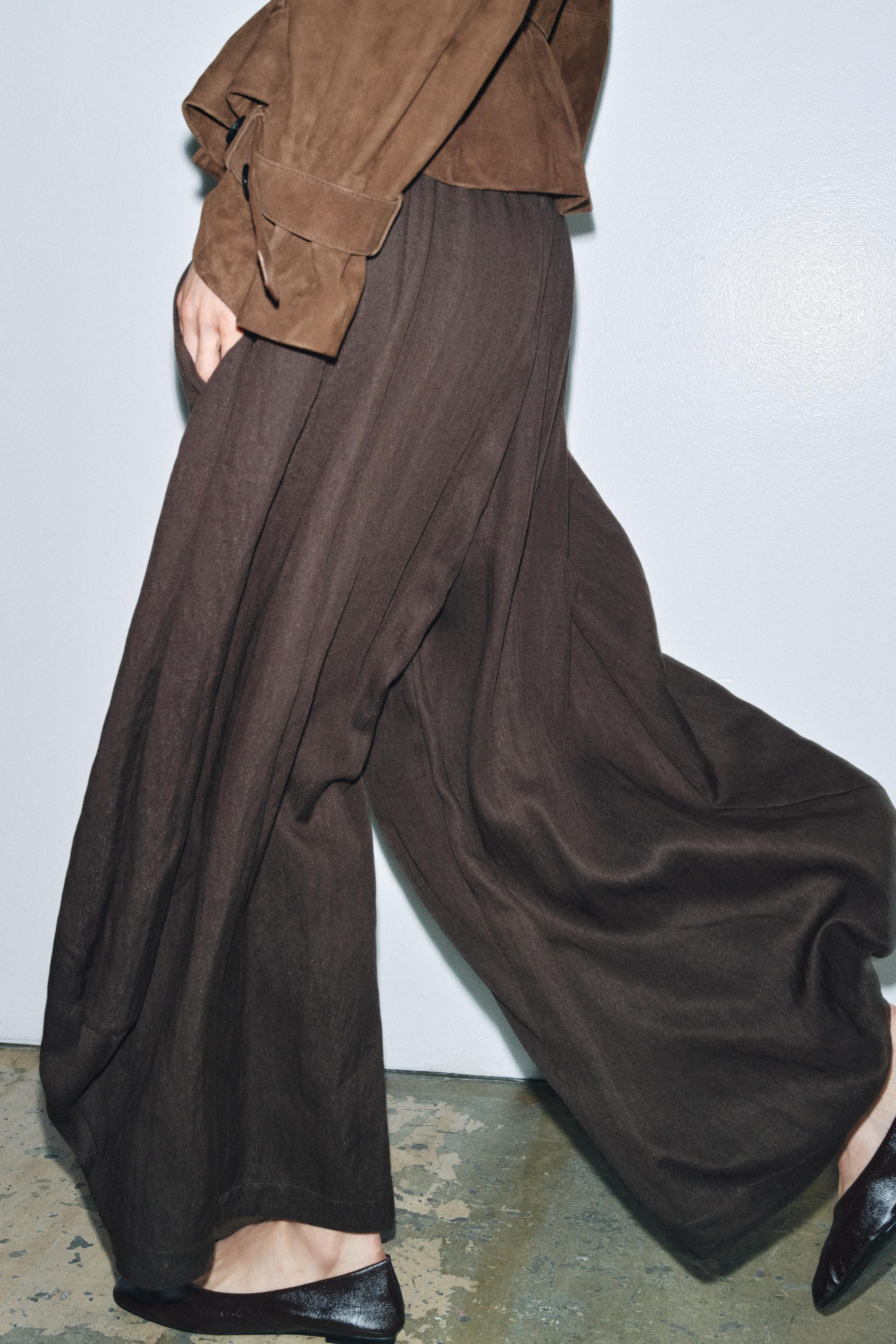 TEXTURED WIDE LEG PANTS ZW COLLECTION